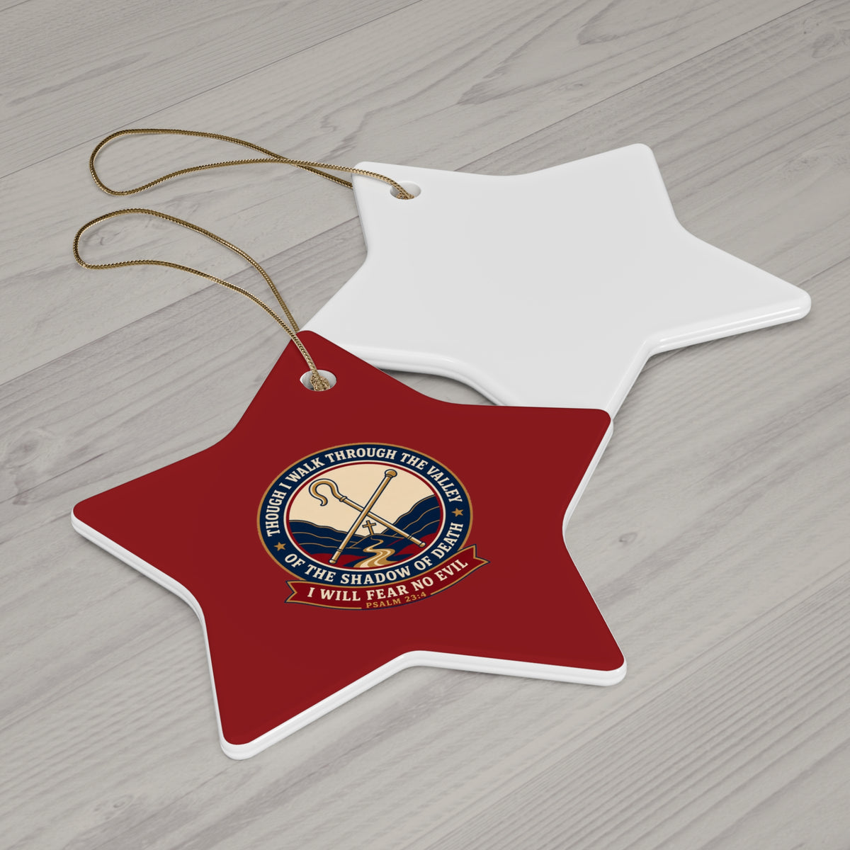 Fear No Evil Psalm 23:4 Ceramic Christmas Ornament