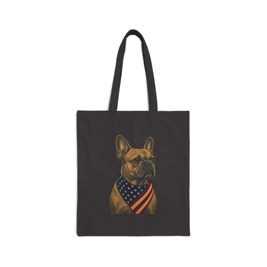 French Bulldog Patriotic Pup Canvas Tote Bag