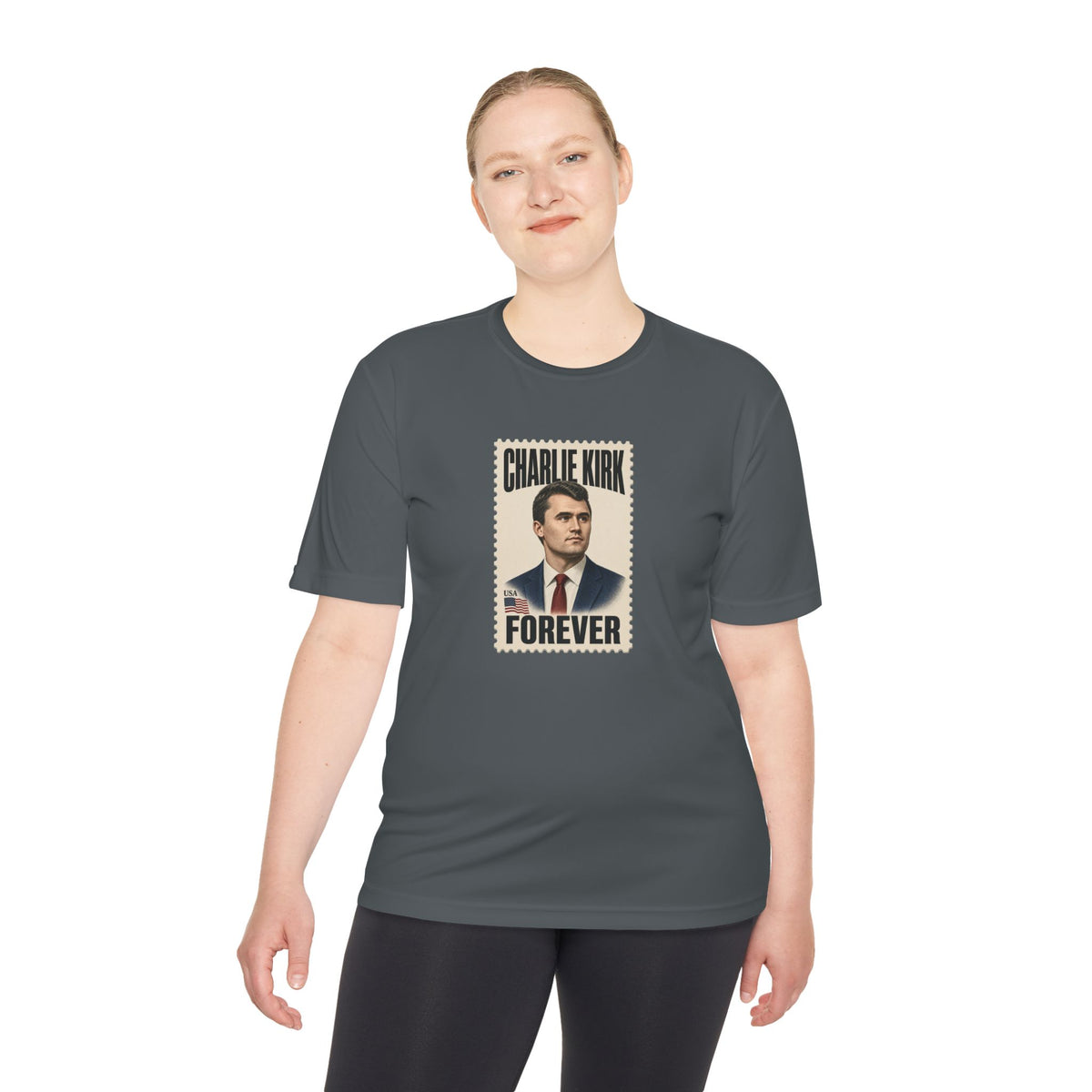 Charlie Kirk Forever Stamp Men's Dry-Fit Performance Tee