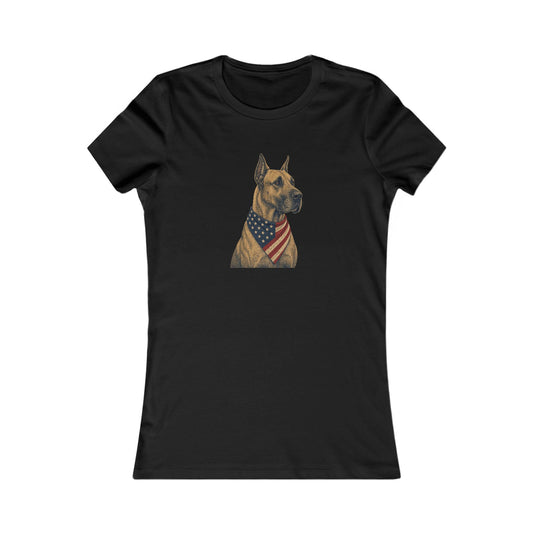 Patriotic Great Dane American Flag Bandana Women's Slim Fit Tee