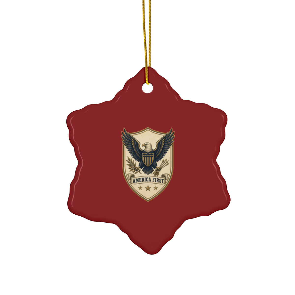 America First Badge Ceramic Christmas Ornament