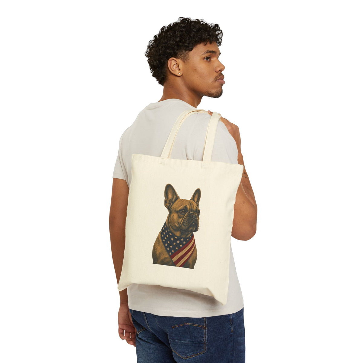 French Bulldog Patriotic Pup Canvas Tote Bag