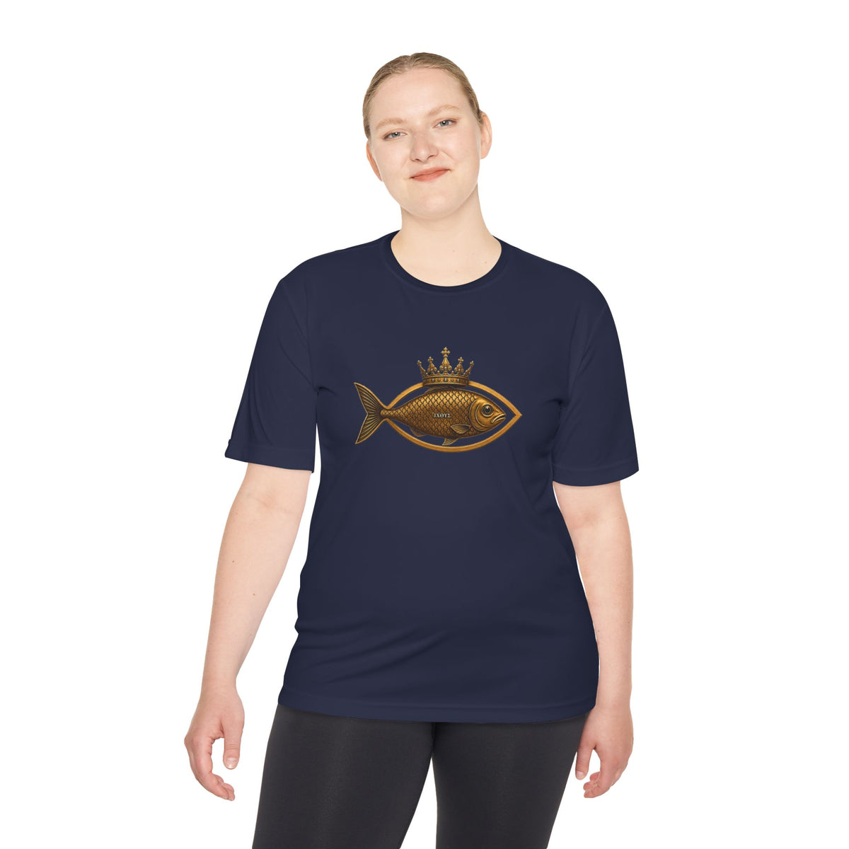 Crowned Ichthys Jesus Fish Men's Dry-Fit Performance Tee