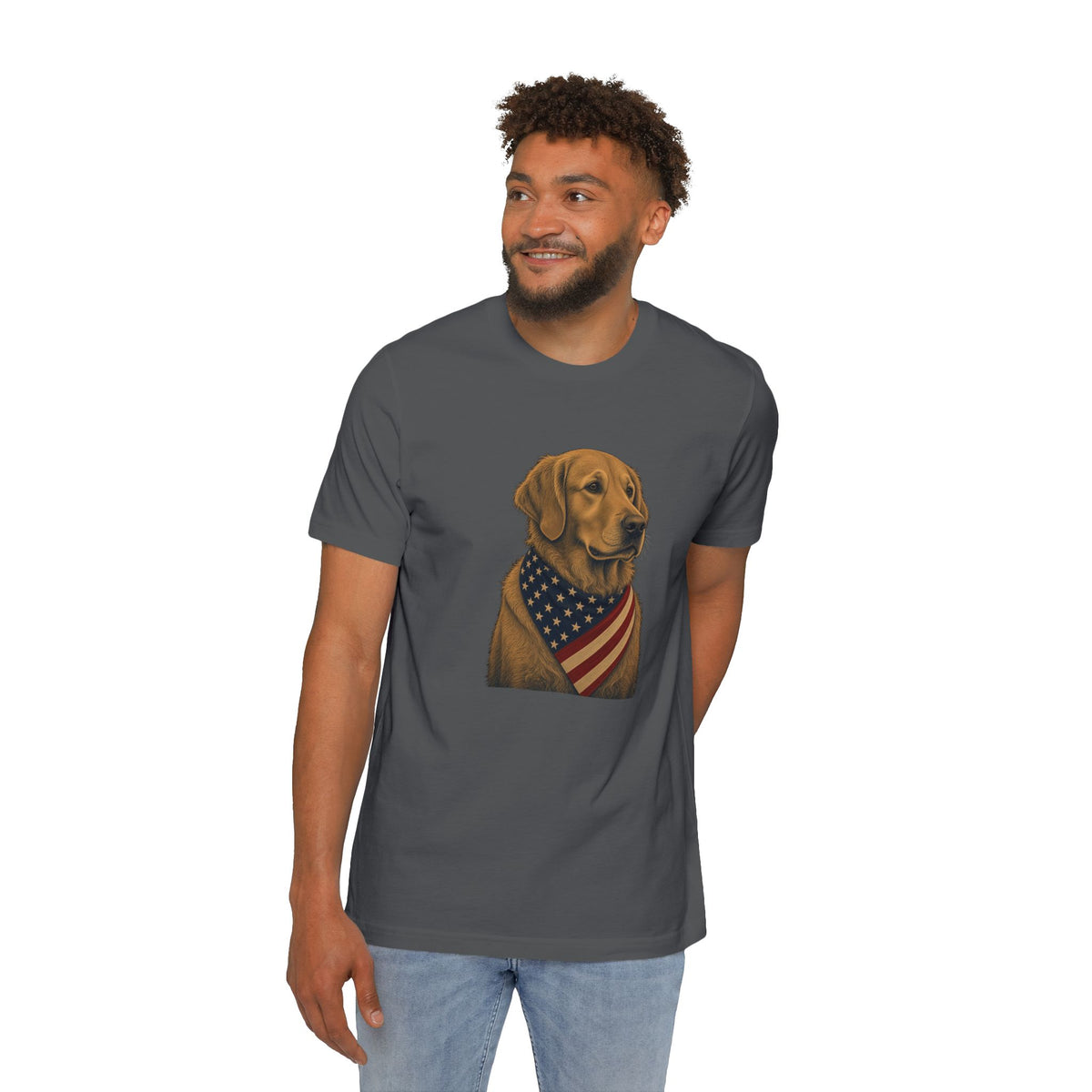 Patriotic Golden Retriever American Flag Bandana Lightweight Tee