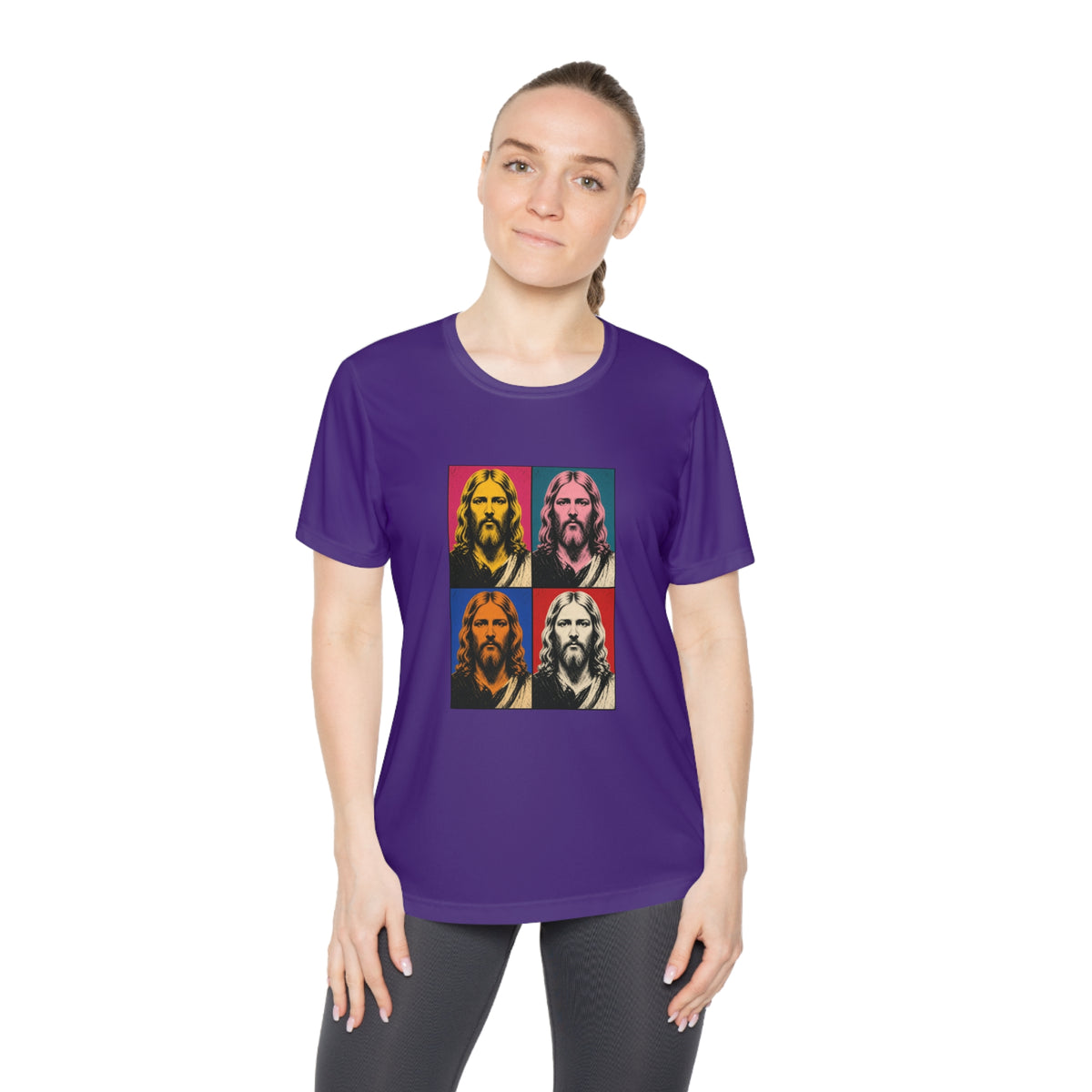 Jesus Pop Art Grid Women's Dry-Fit Performance Tee