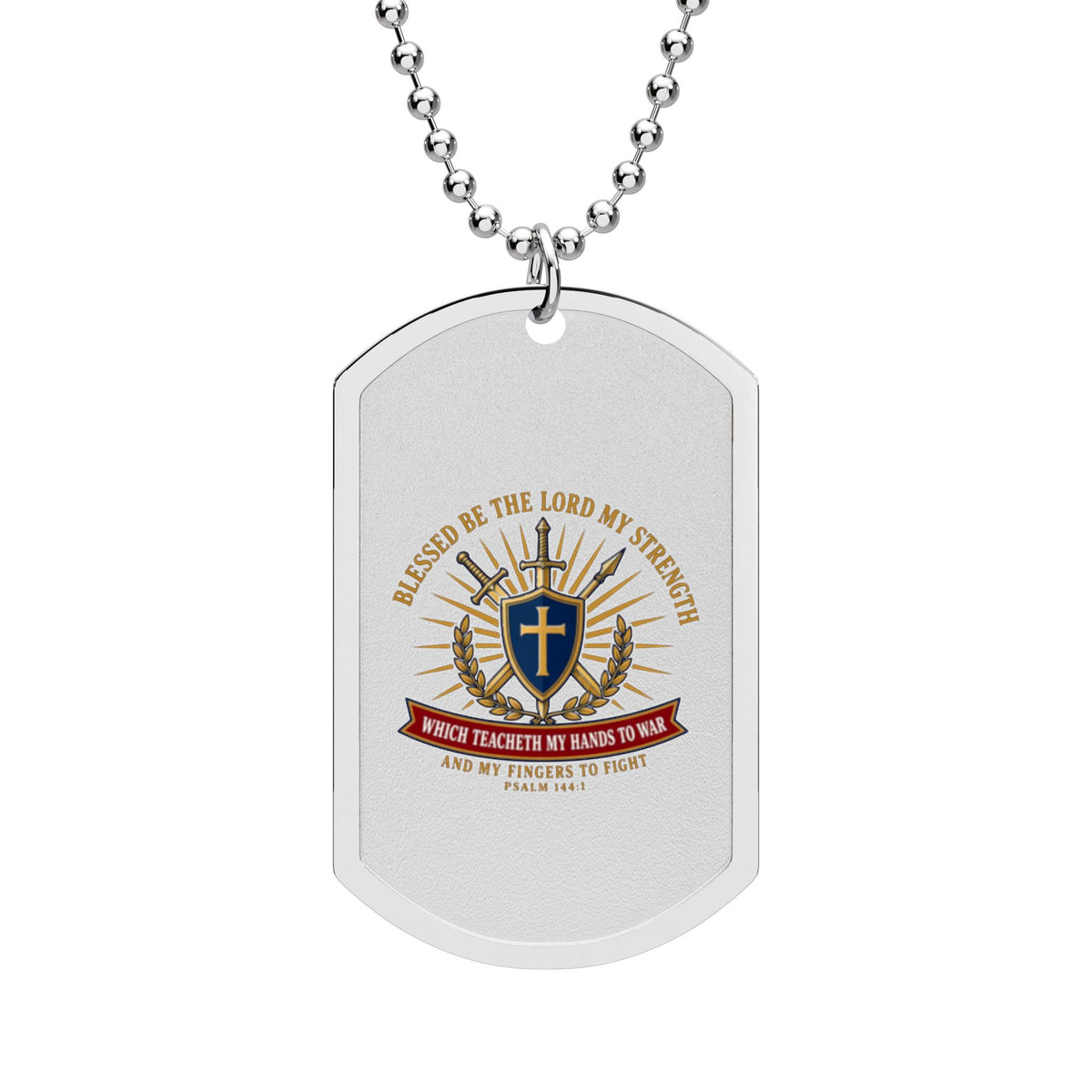 Hands to War Psalm 144:1 Dog Tag Necklace