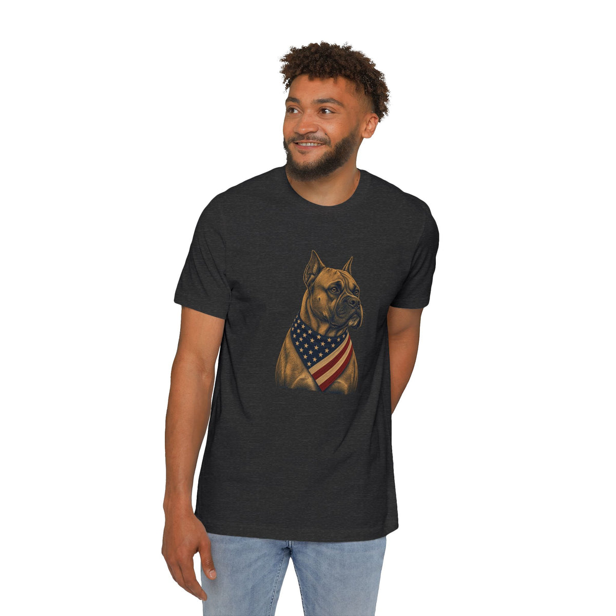 Patriotic Boxer American Flag Bandana Lightweight Tee