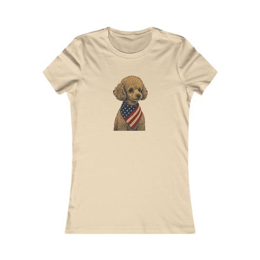 Patriotic Toy Poodle American Flag Bandana Women's Slim Fit Tee