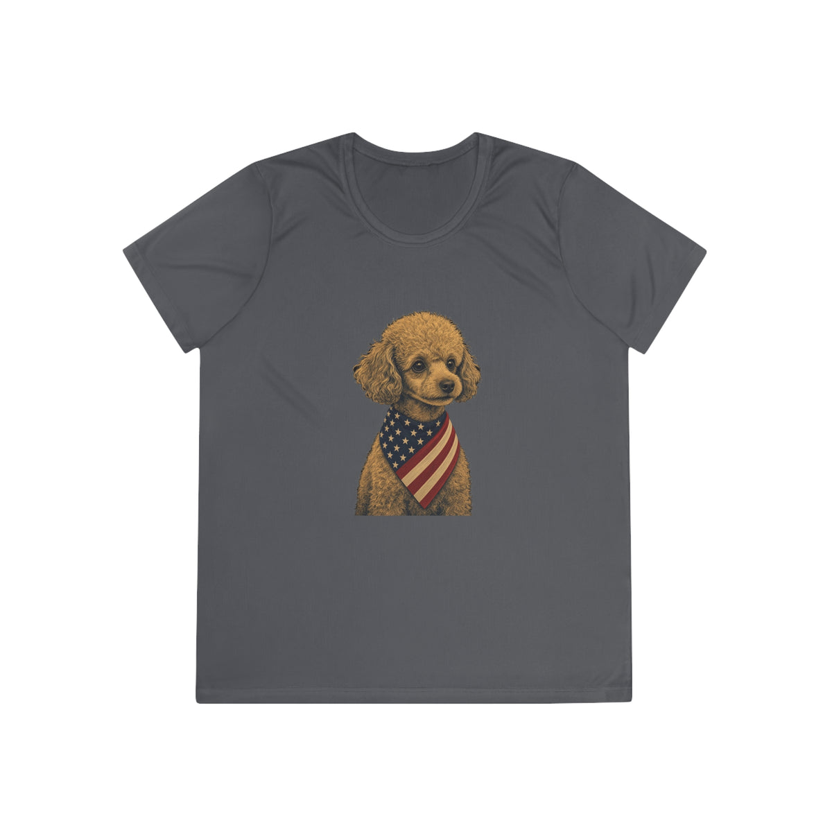 Patriotic Toy Poodle American Flag Bandana Women's Dry-Fit Performance Tee