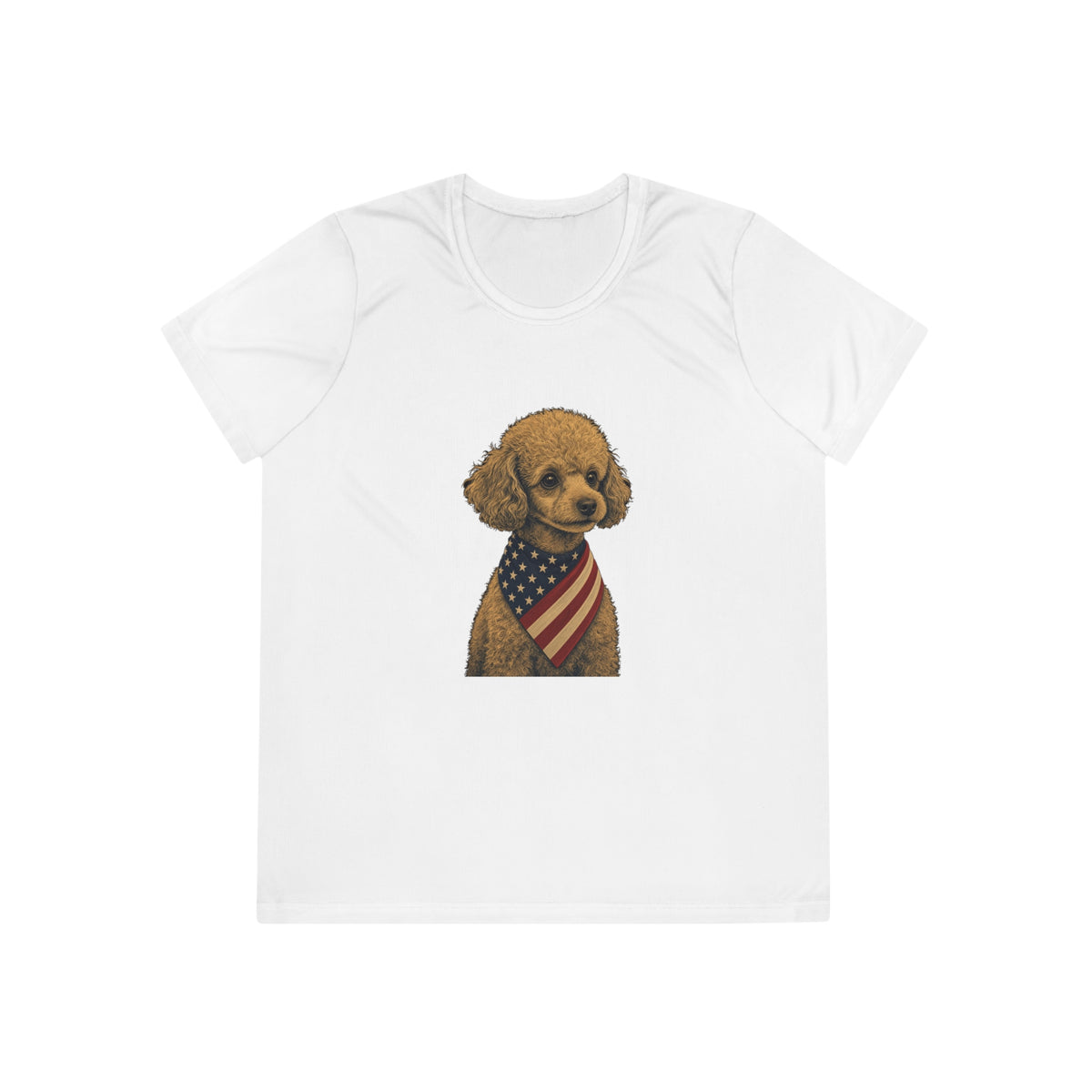 Patriotic Toy Poodle American Flag Bandana Women's Dry-Fit Performance Tee