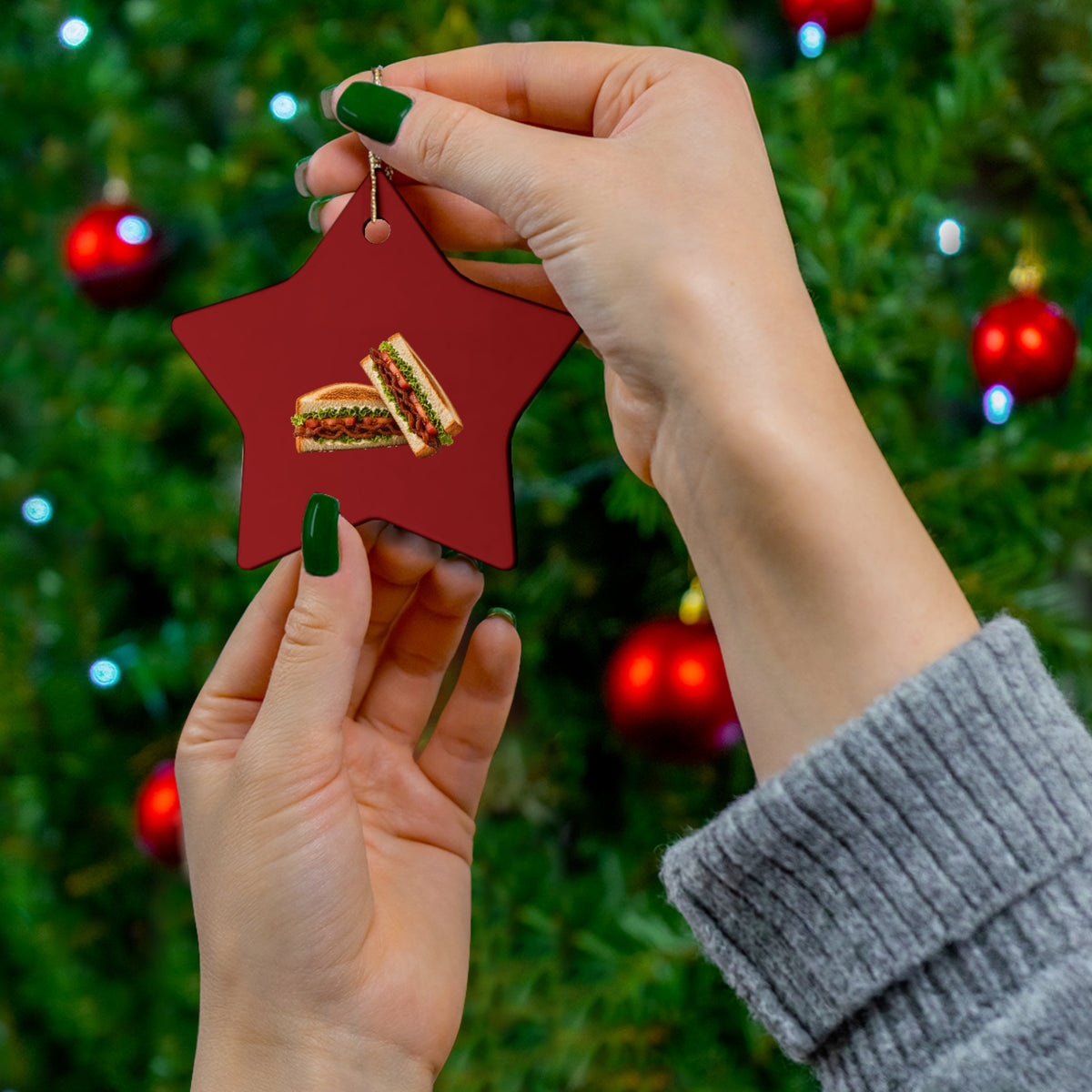 BLT Bacon Sandwich Ceramic Christmas Ornament