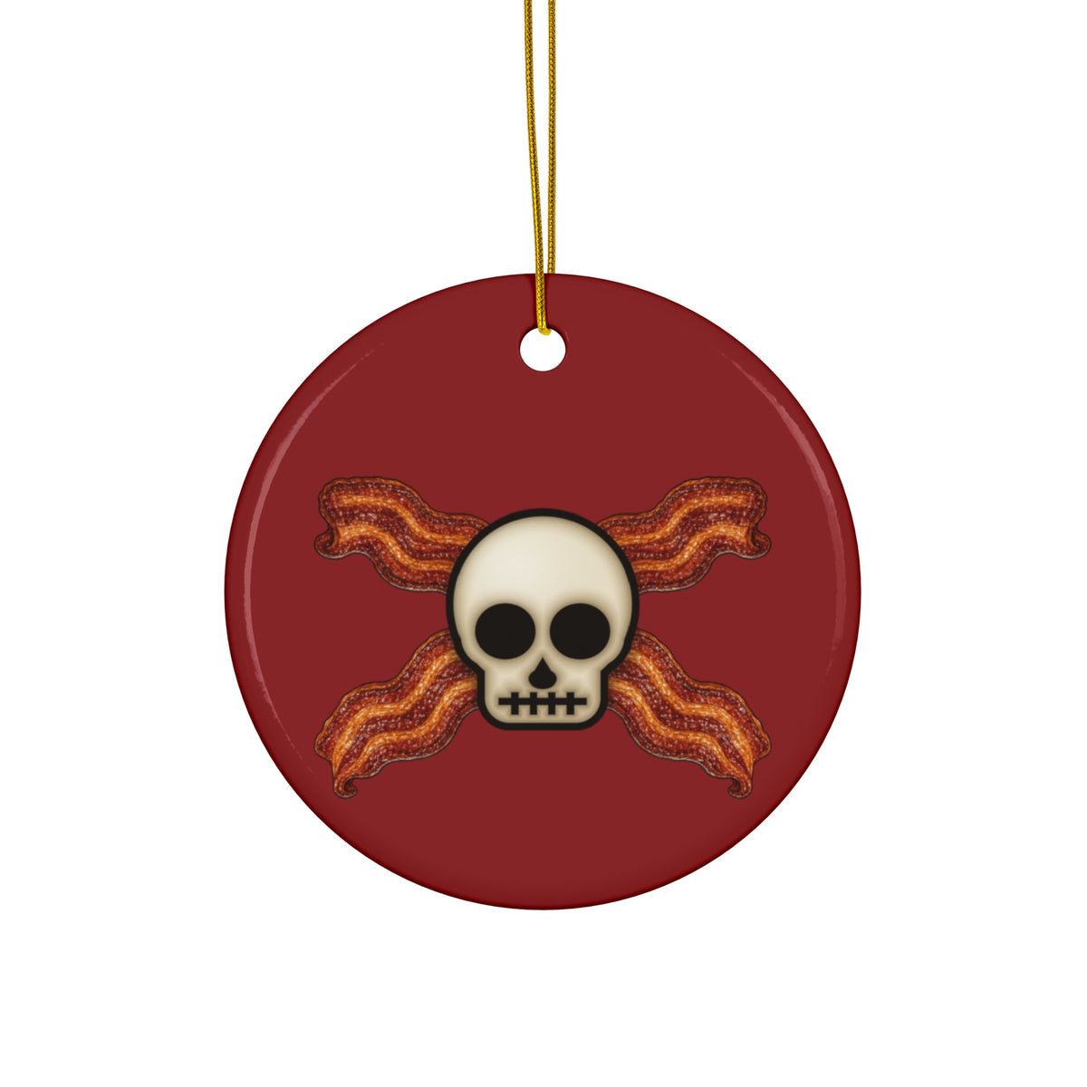 Bacon Jolly Roger Ceramic Christmas Ornament