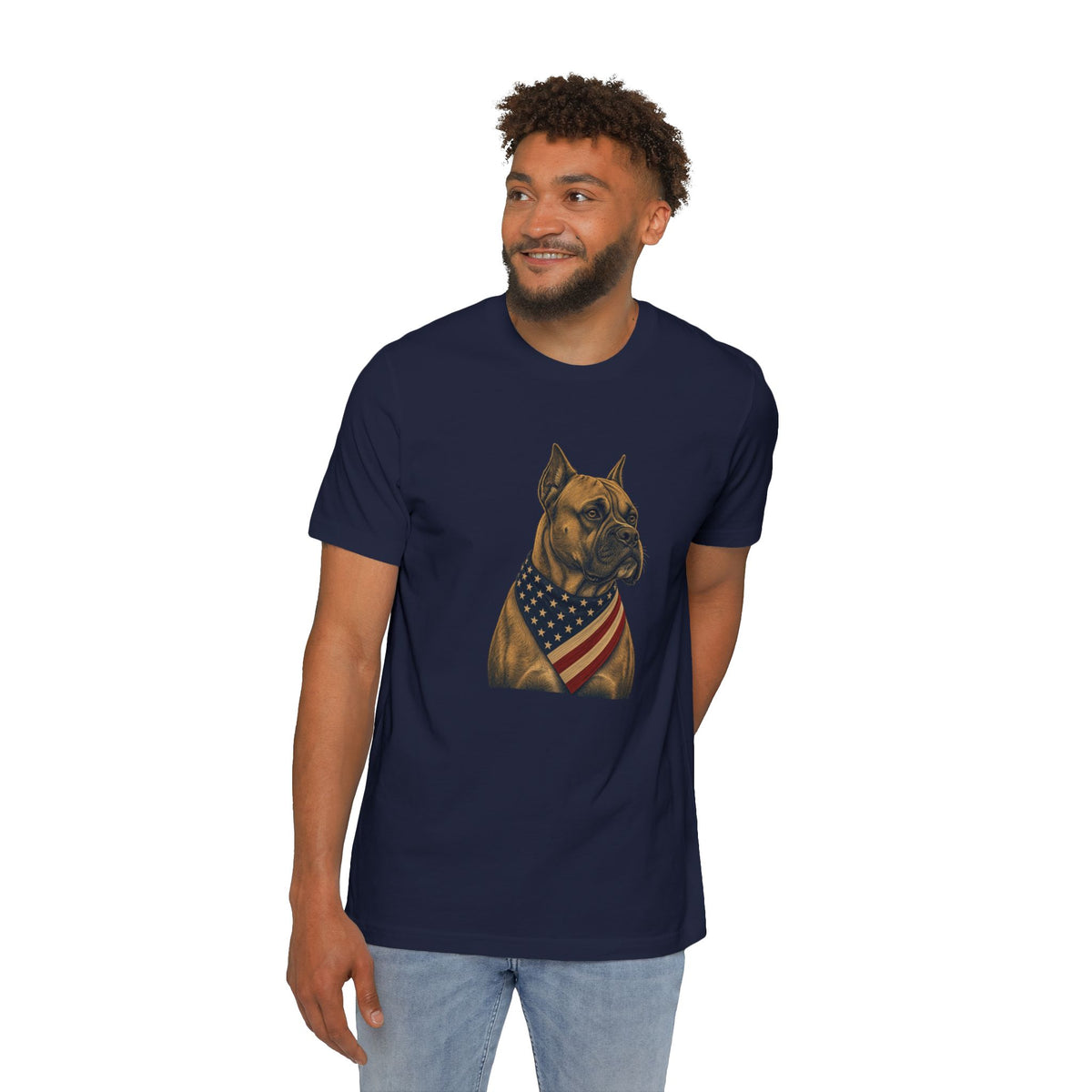 Patriotic Boxer American Flag Bandana Lightweight Tee