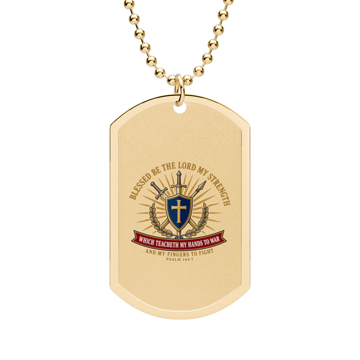 Hands to War Psalm 144:1 Dog Tag Necklace