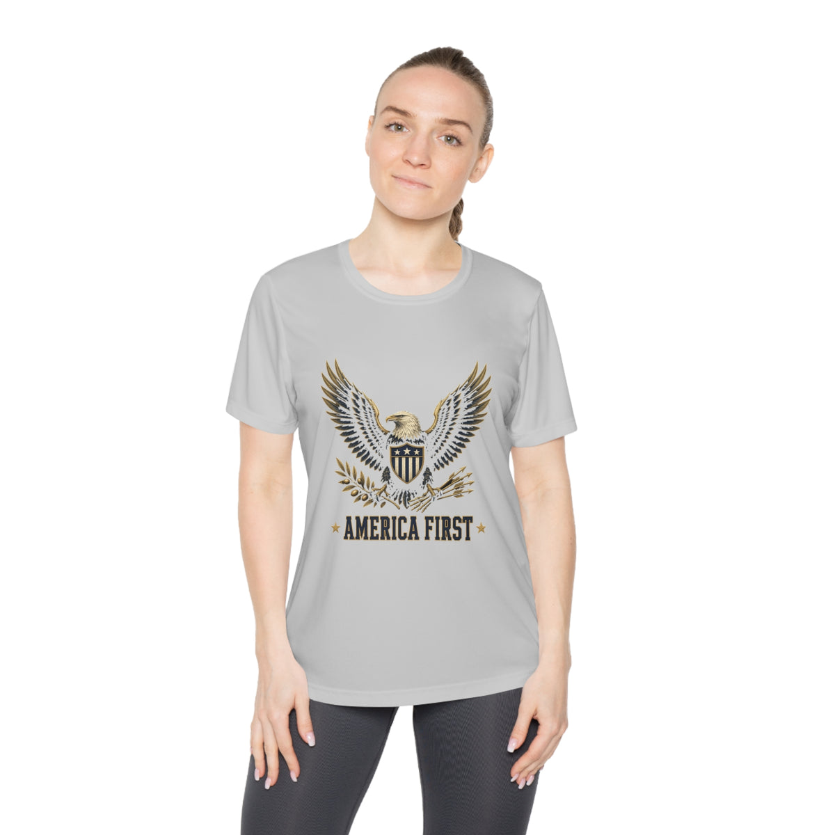 America First Eagle Women's Dry-Fit Performance Tee