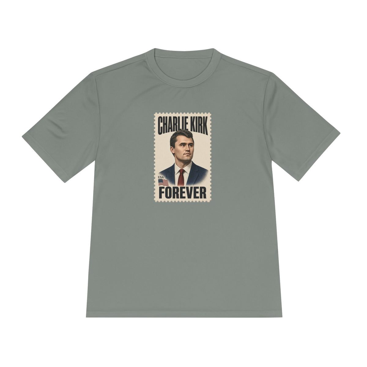 Charlie Kirk Forever Stamp Men's Dry-Fit Performance Tee