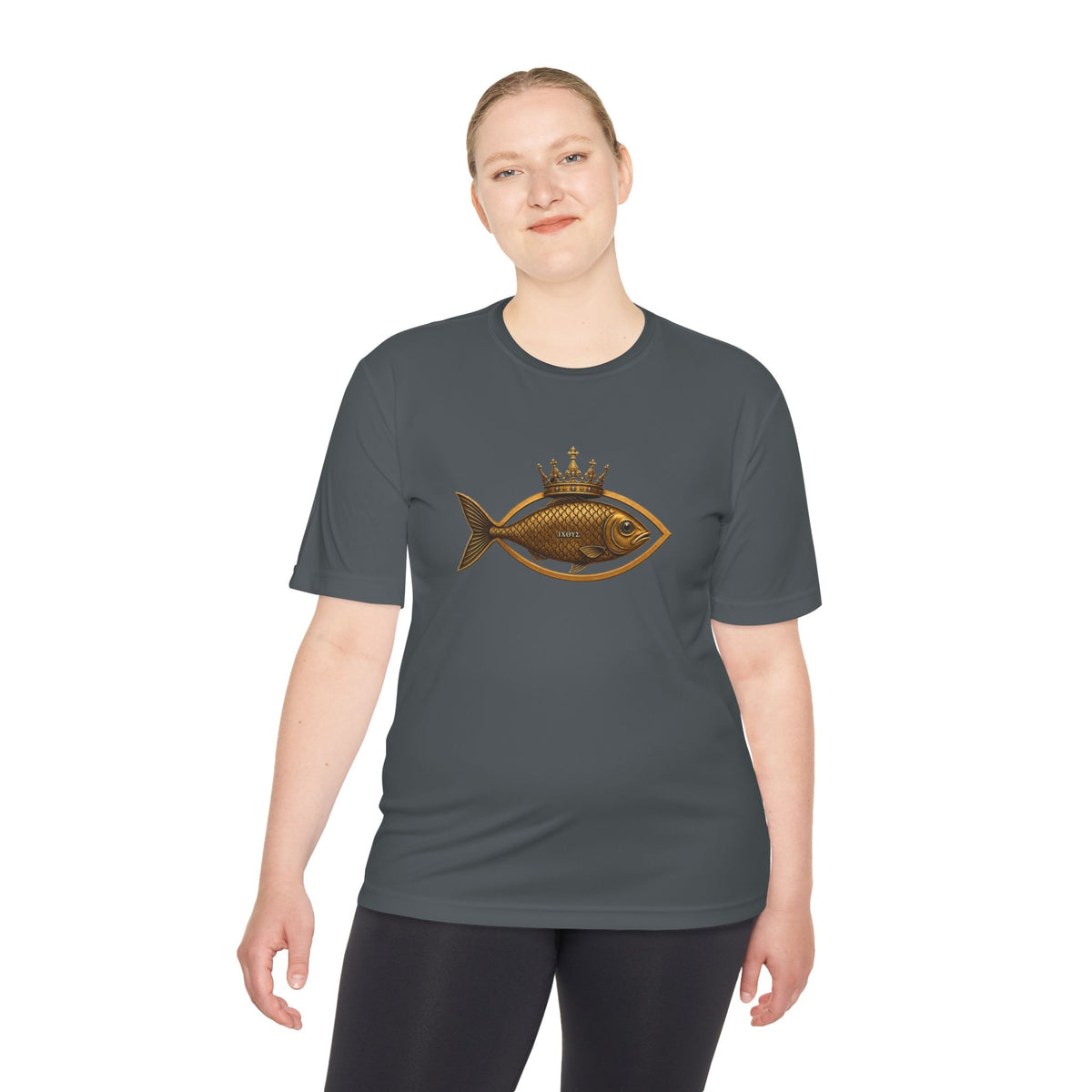 Crowned Ichthys Jesus Fish Men's Dry-Fit Performance Tee