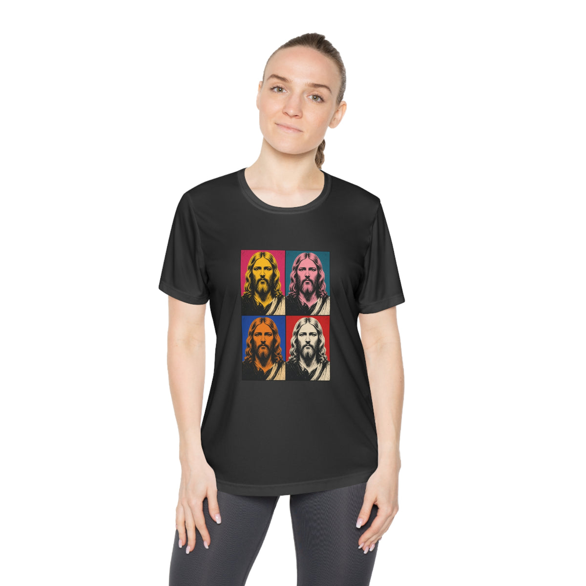 Jesus Pop Art Grid Women's Dry-Fit Performance Tee