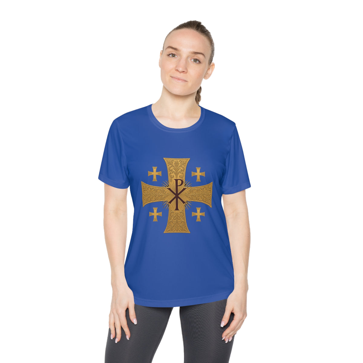 Chi-Rho Jerusalem Cross Women's Dry-Fit Performance Tee