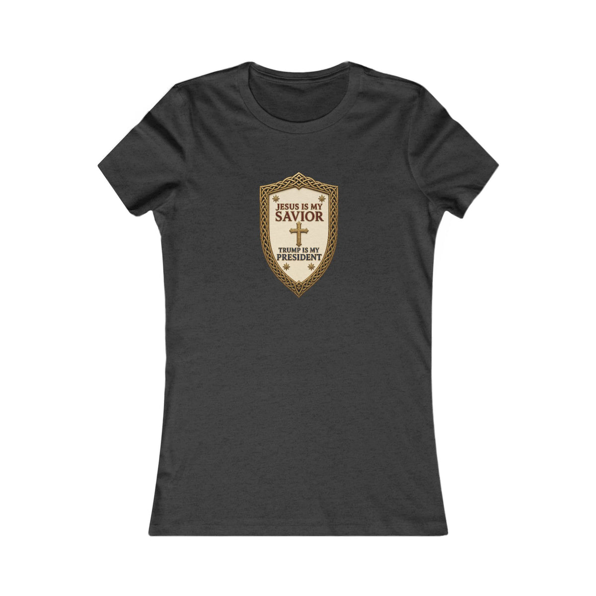 Jesus Is My Savior, Trump Is My President Shield Women's Slim Fit Tee