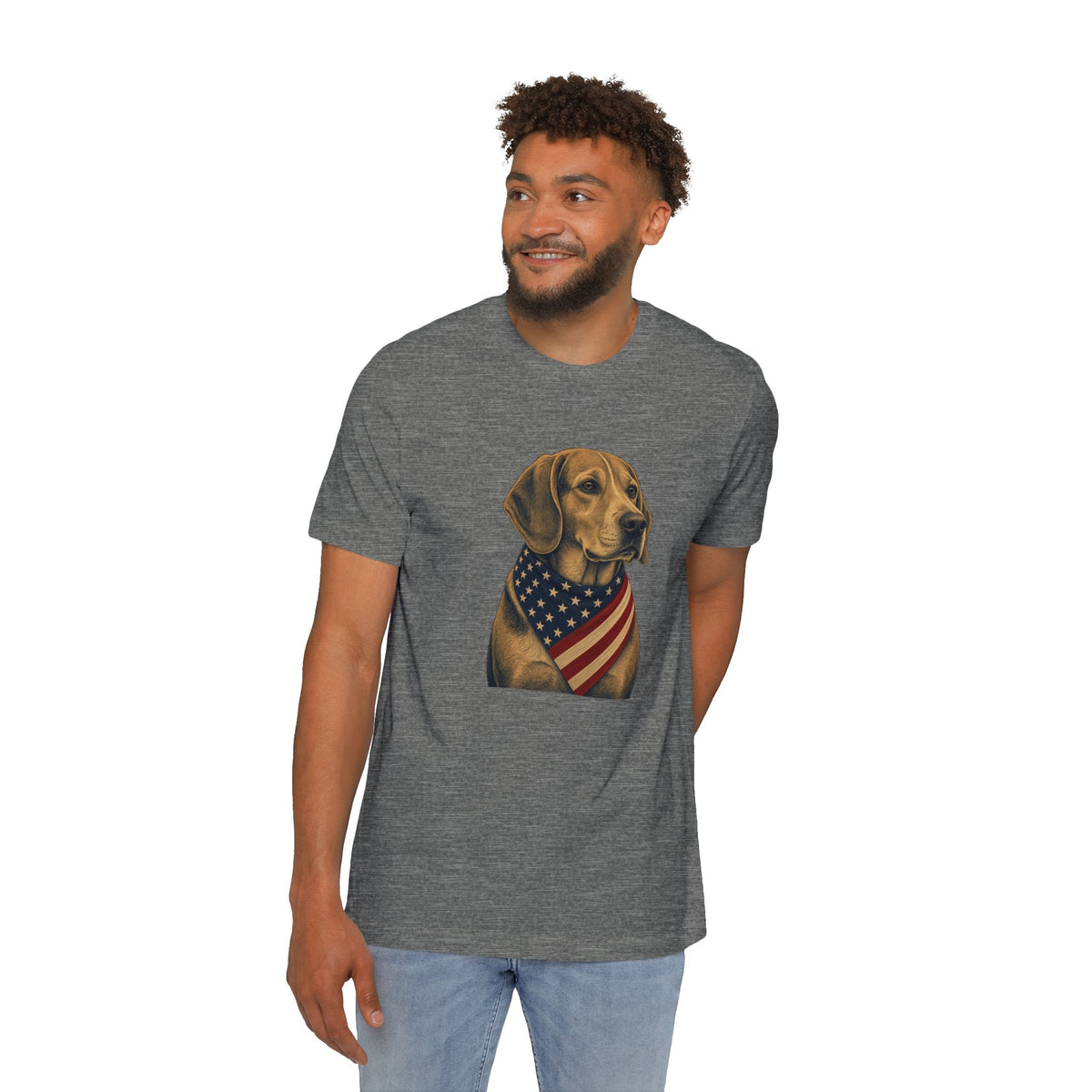 Patriotic Beagle American Flag Bandana Lightweight Tee