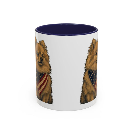 Patriotic Pomeranian Accent Mug