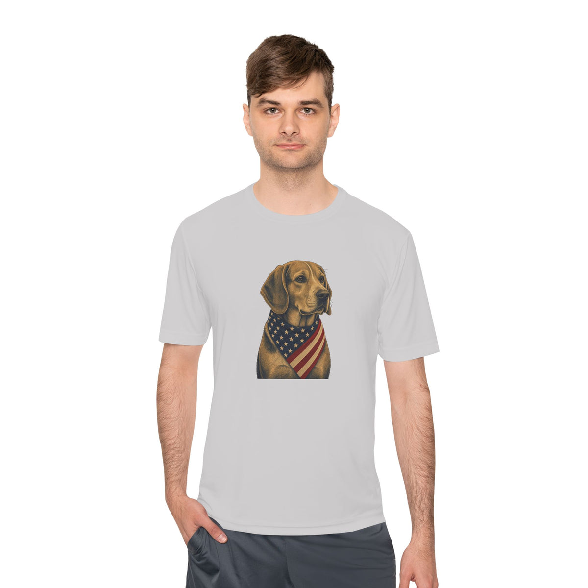 Patriotic Beagle American Flag Bandana Men's Dry-Fit Performance Tee