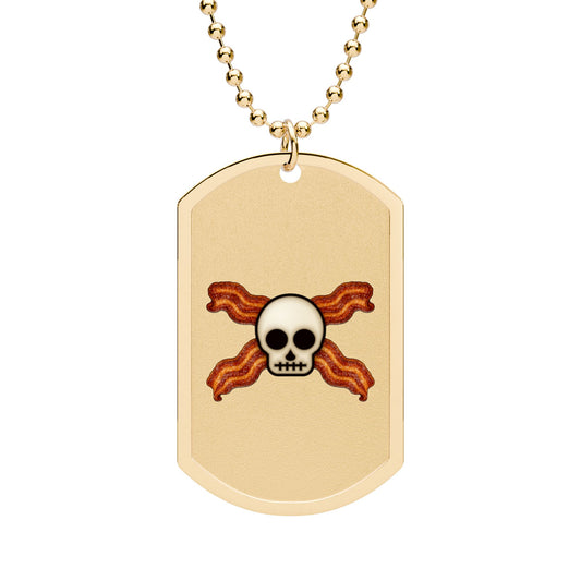 Bacon Jolly Roger Dog Tag Necklace