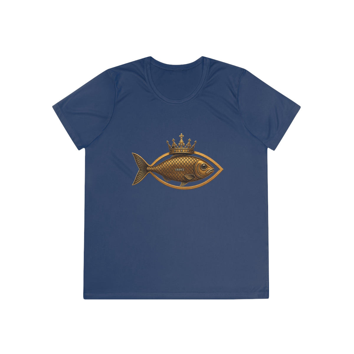 Crowned Ichthys Jesus Fish Women's Dry-Fit Performance Tee