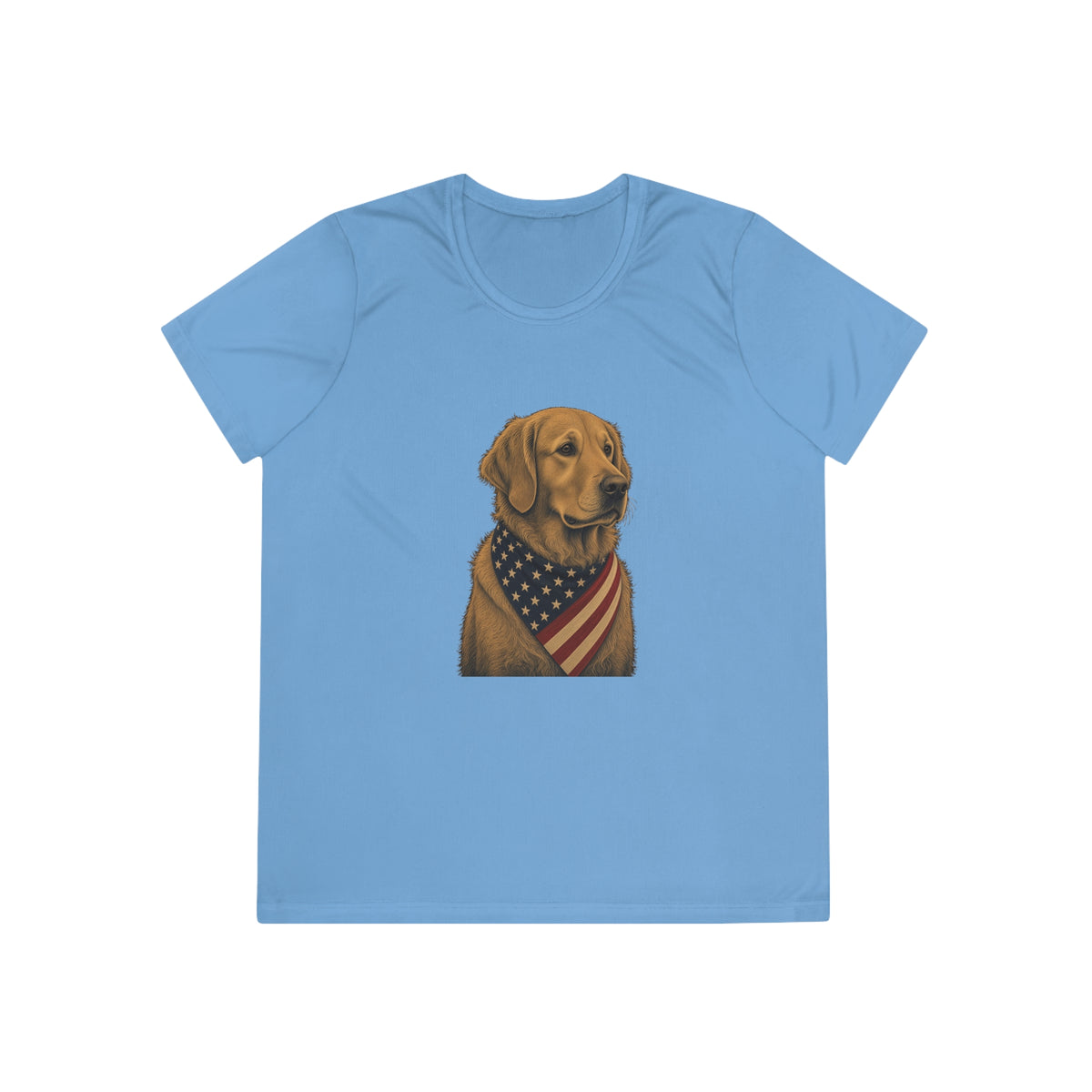 Patriotic Golden Retriever American Flag Bandana Women's Dry-Fit Performance Tee