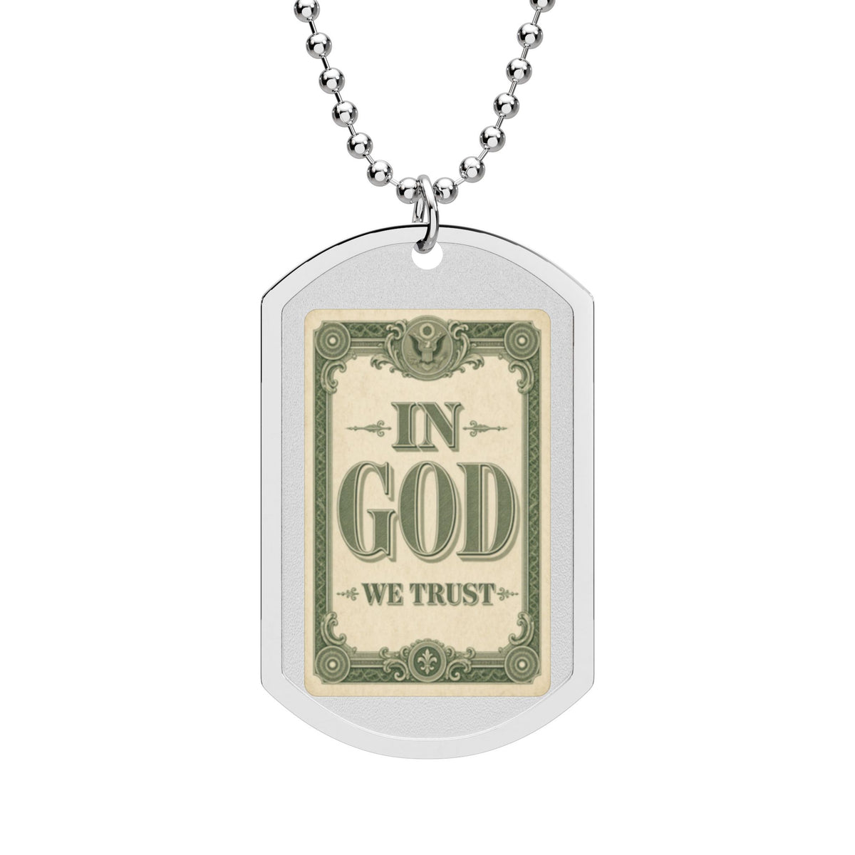 In God We Trust Card Dog Tag Necklace