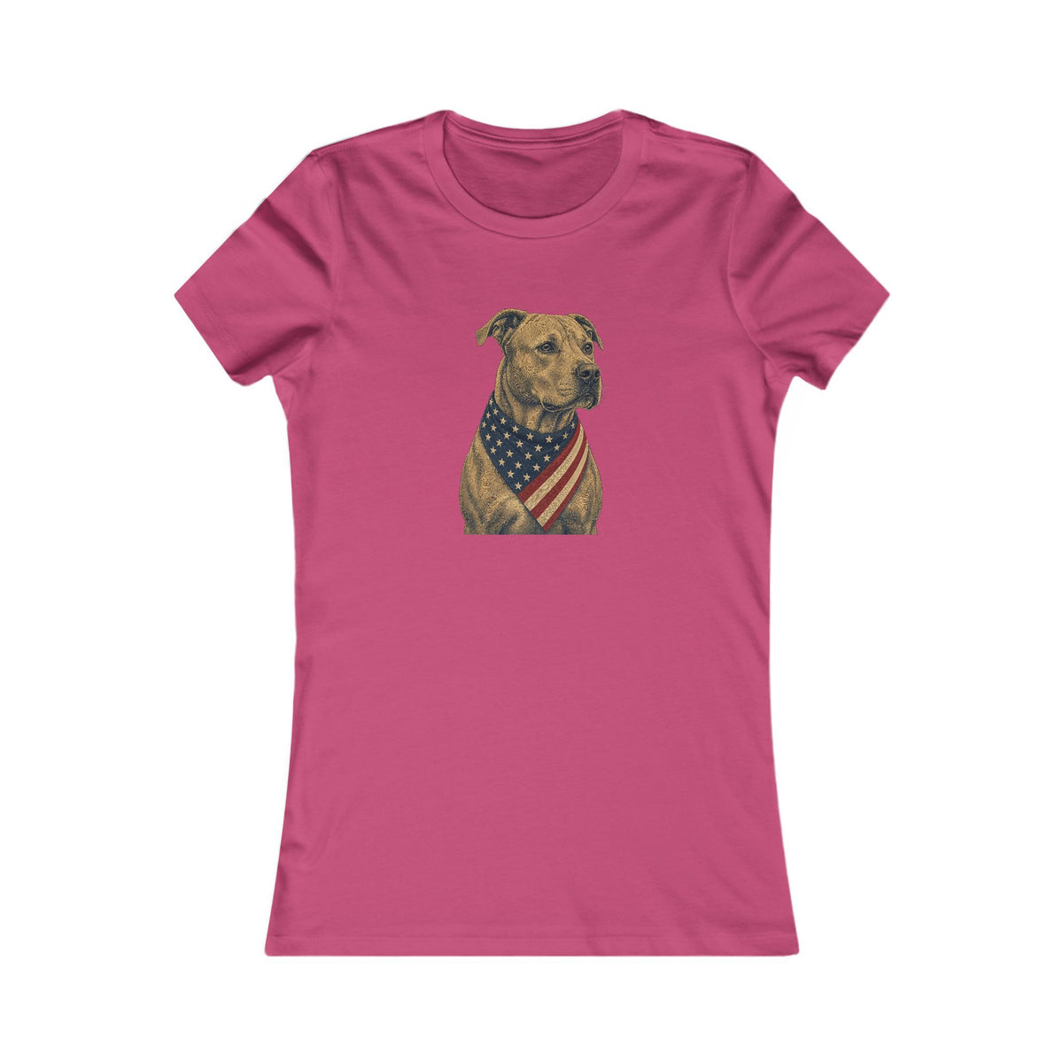 Patriotic Pit Bull American Flag Bandana Women's Slim Fit Tee