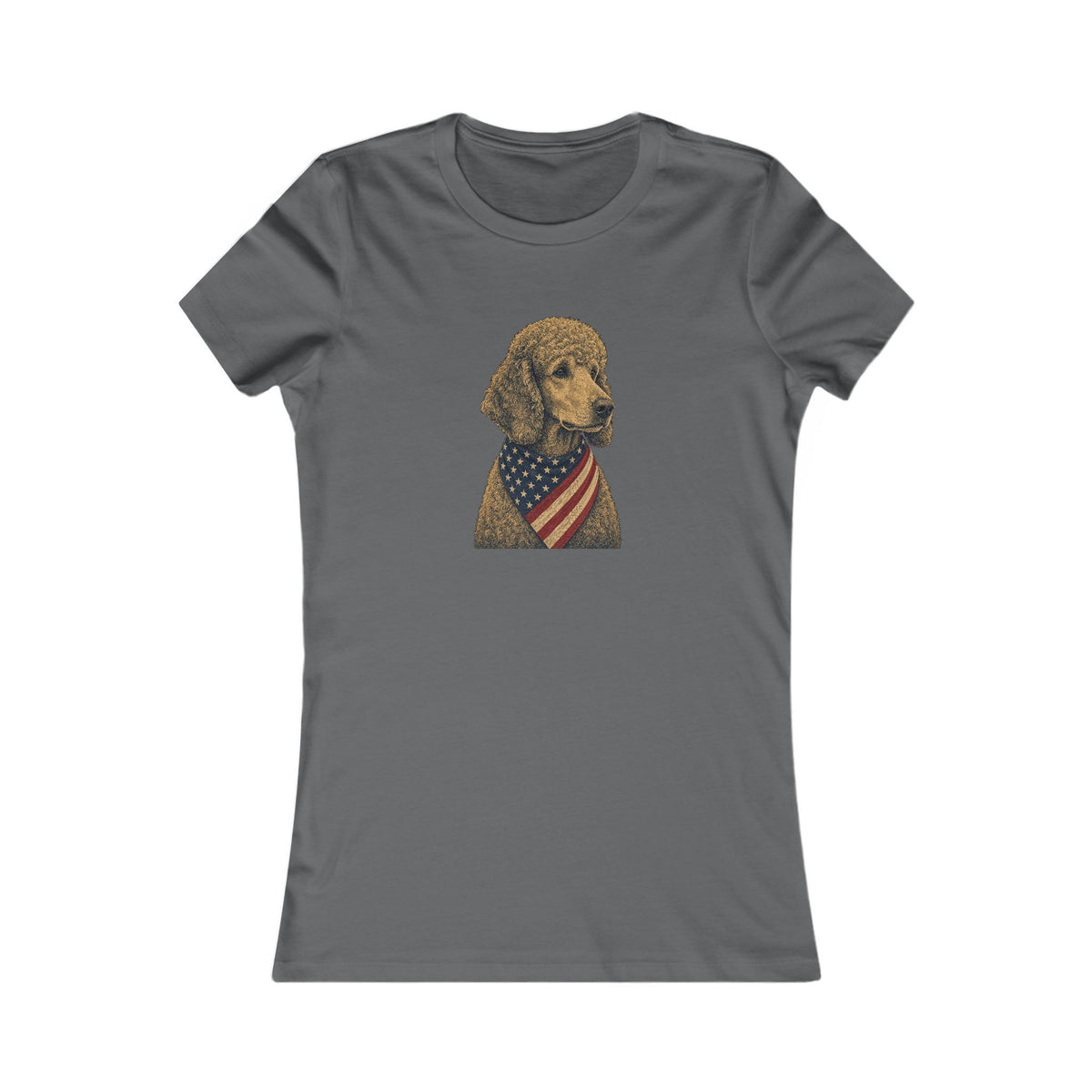 Patriotic Poodle American Flag Bandana Women's Slim Fit Tee