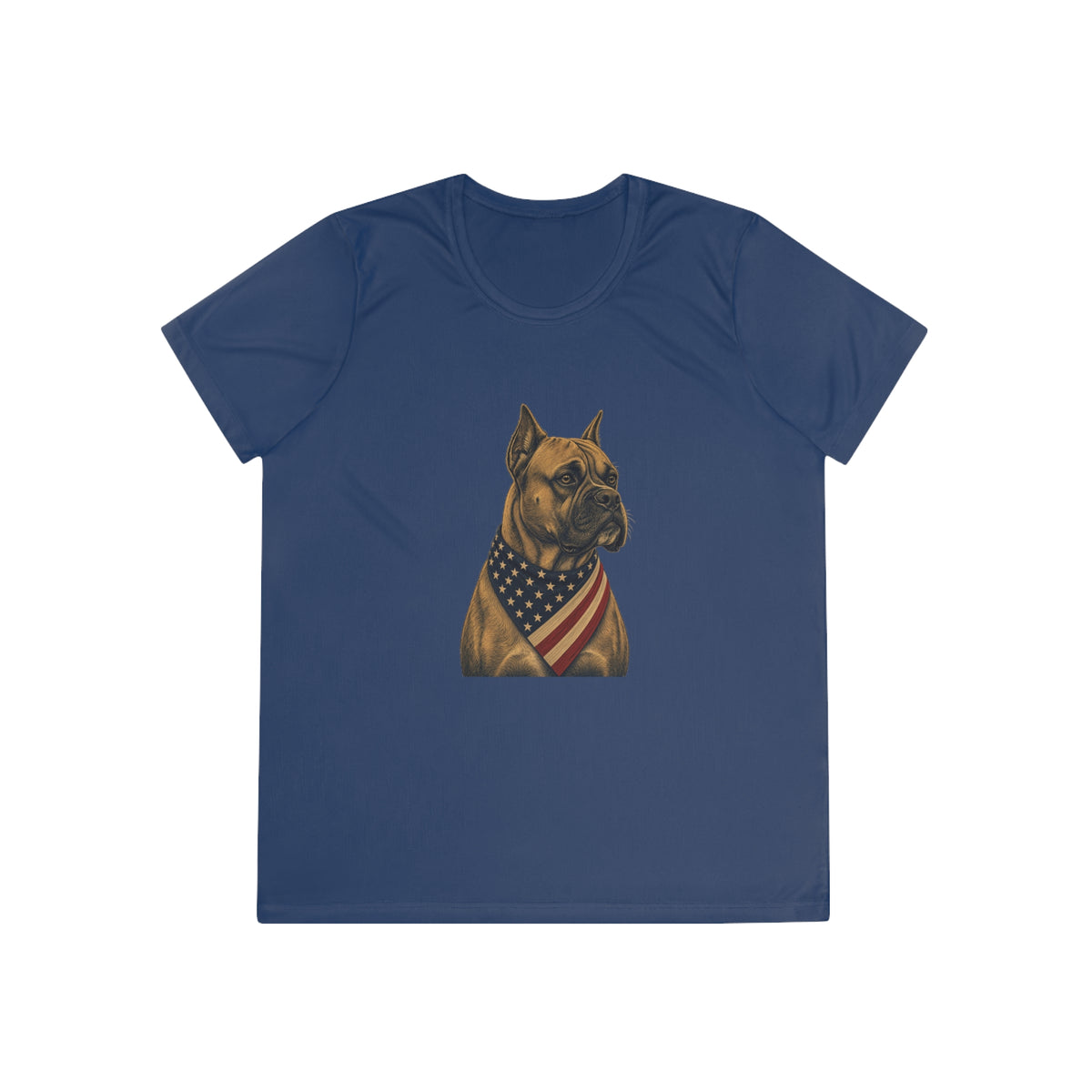 Patriotic Boxer American Flag Bandana Women's Dry-Fit Performance Tee