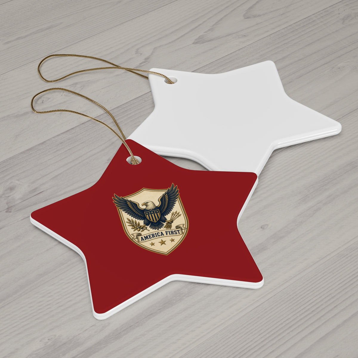 America First Badge Ceramic Christmas Ornament