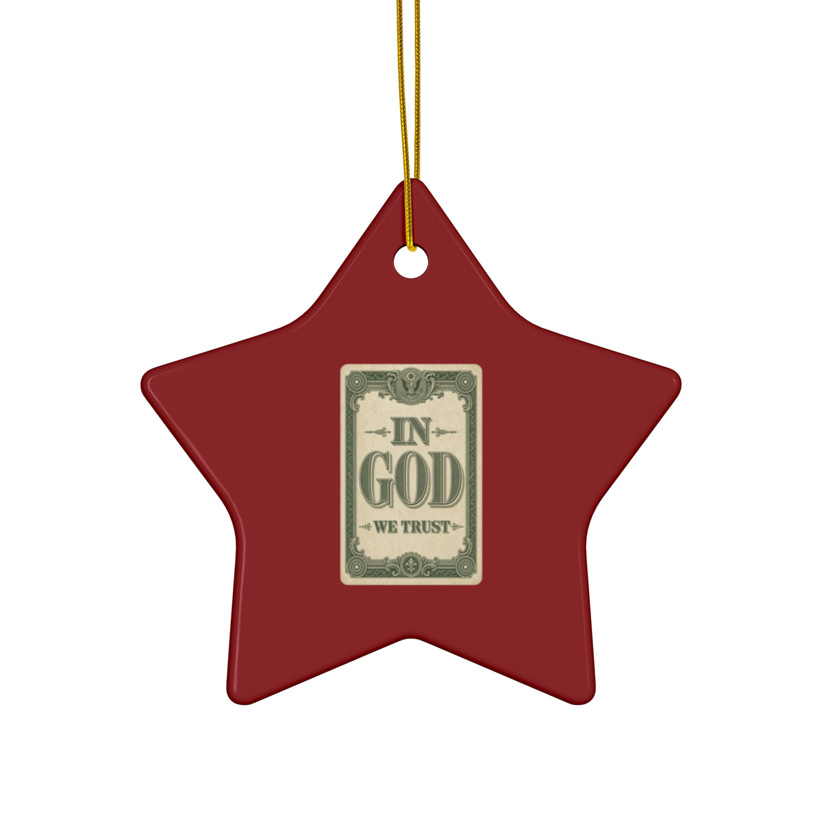 In God We Trust Card Ceramic Christmas Ornament