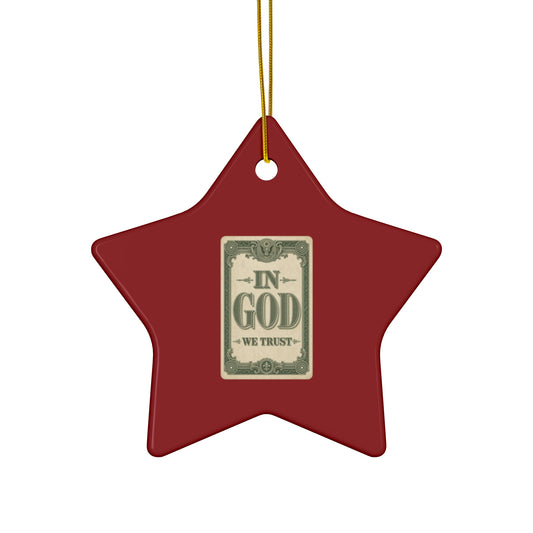 In God We Trust Card Ceramic Christmas Ornament