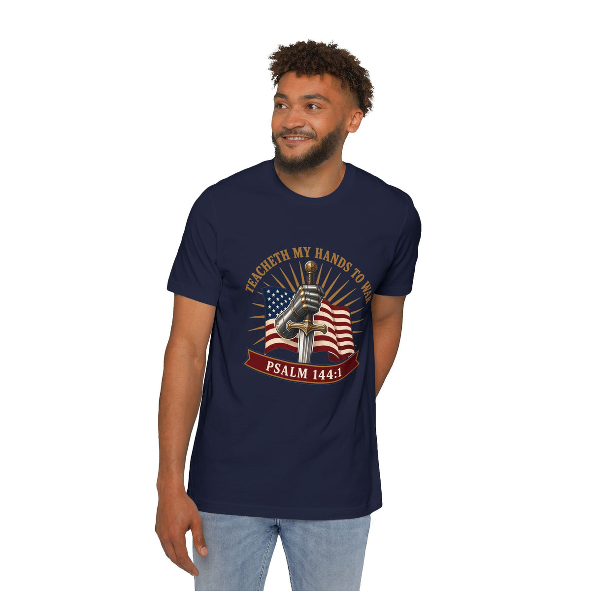 Gauntlet & Flag Psalm 144:1 Lightweight Tee