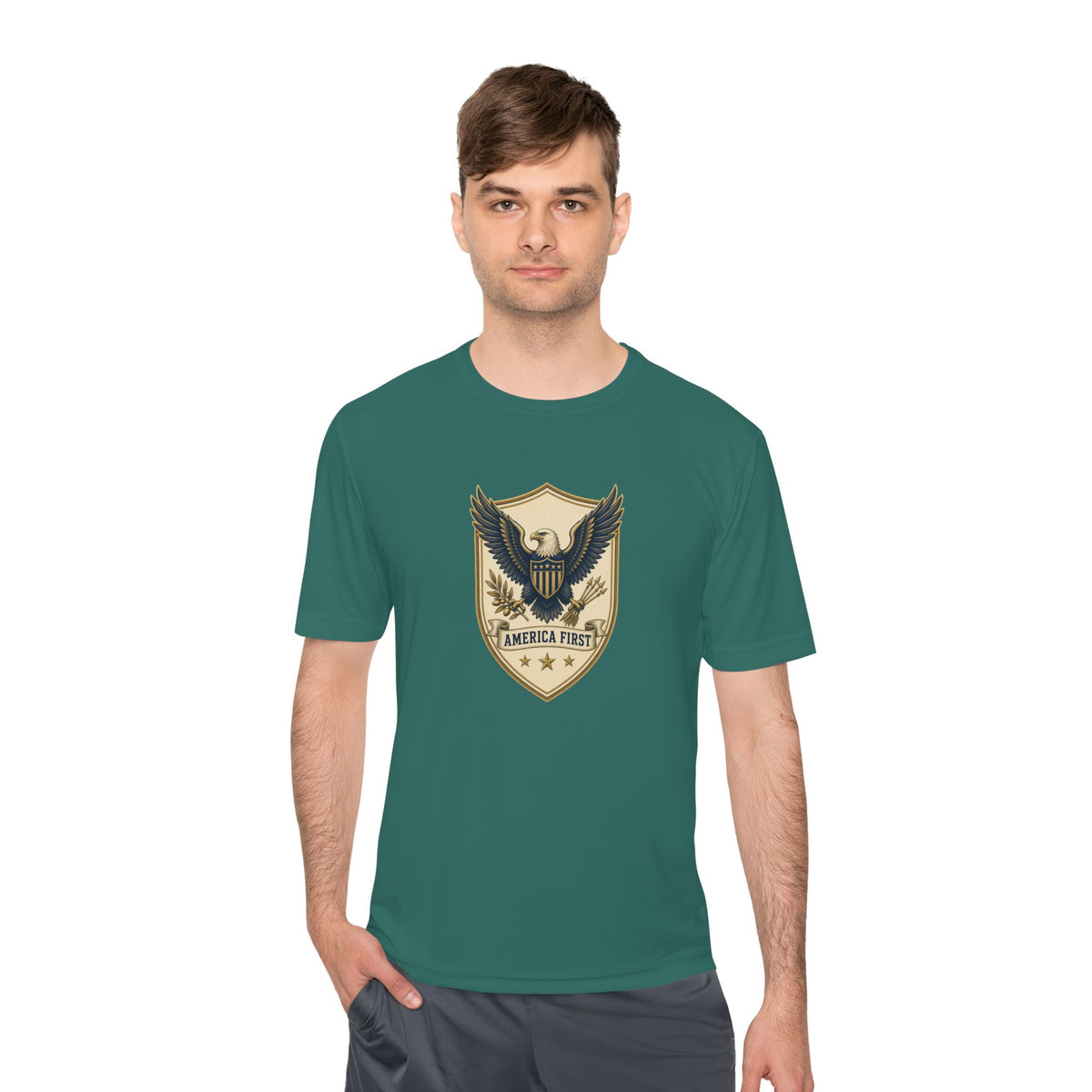 America First Badge Men's Dry-Fit Performance Tee