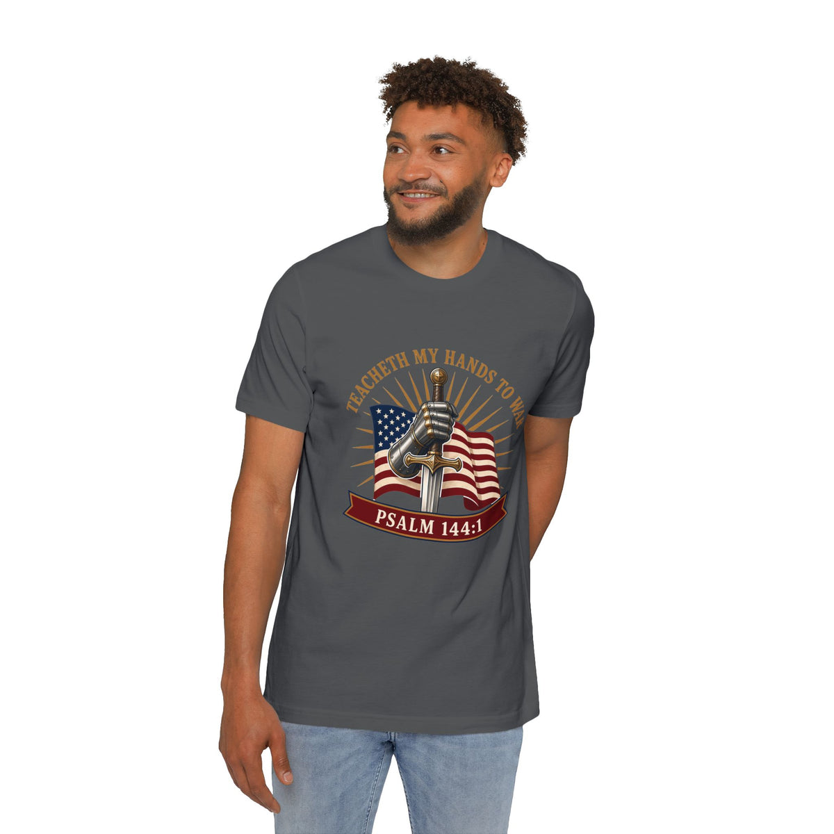 Gauntlet & Flag Psalm 144:1 Lightweight Tee