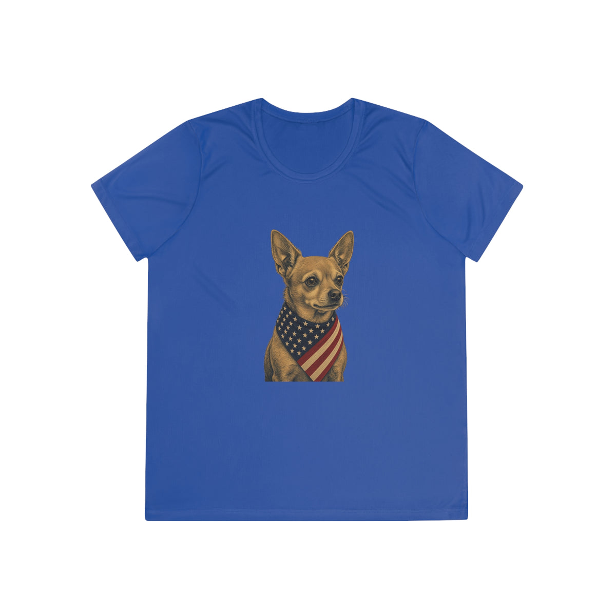 Patriotic Chihuahua American Flag Bandana Women's Dry-Fit Performance Tee