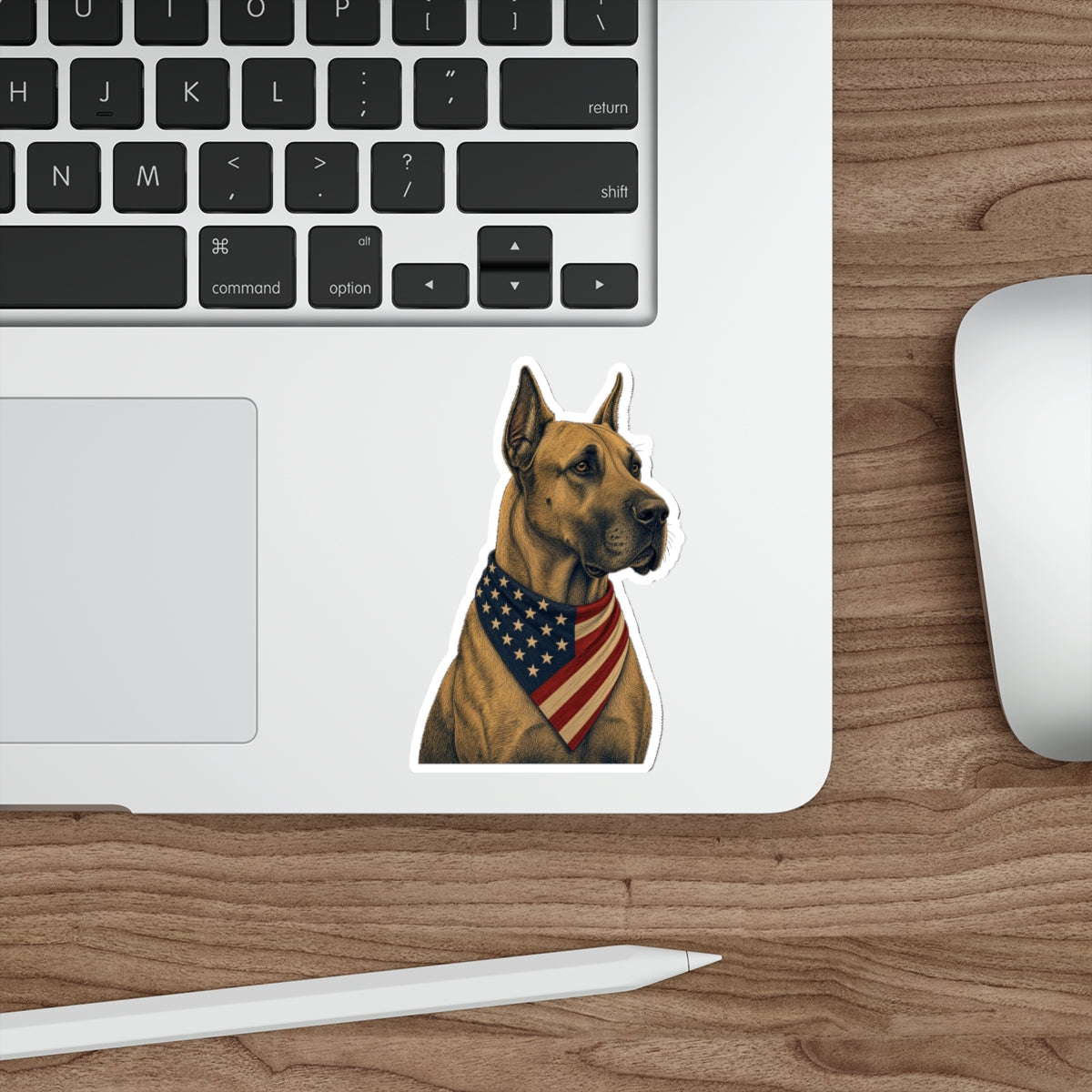 Patriotic Great Dane American Flag Bandana Die-Cut Sticker