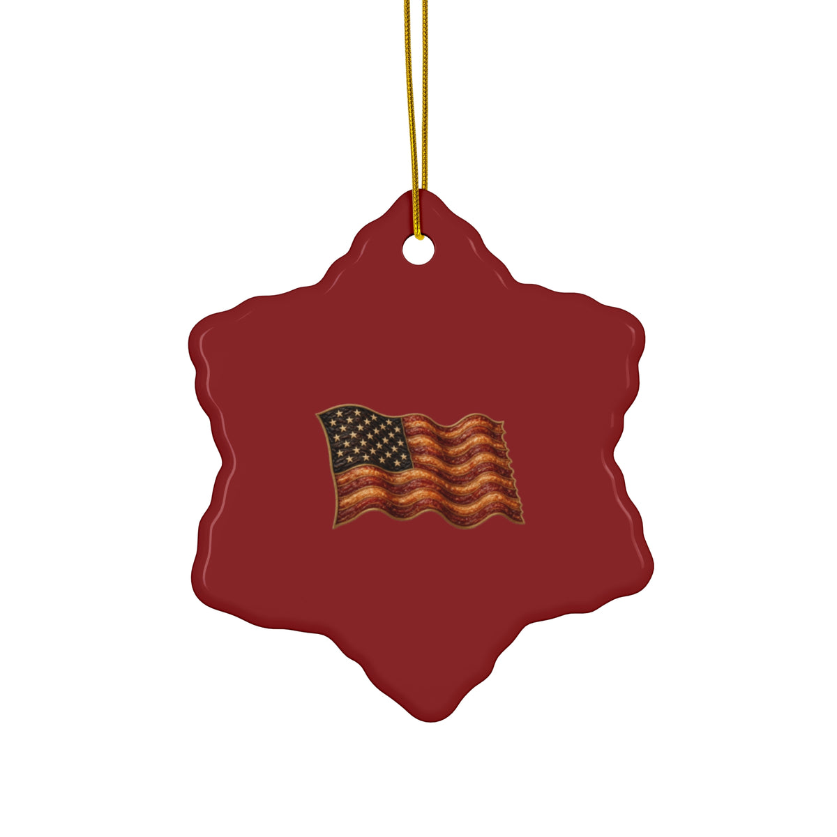 Bacon Flag Ceramic Christmas Ornament