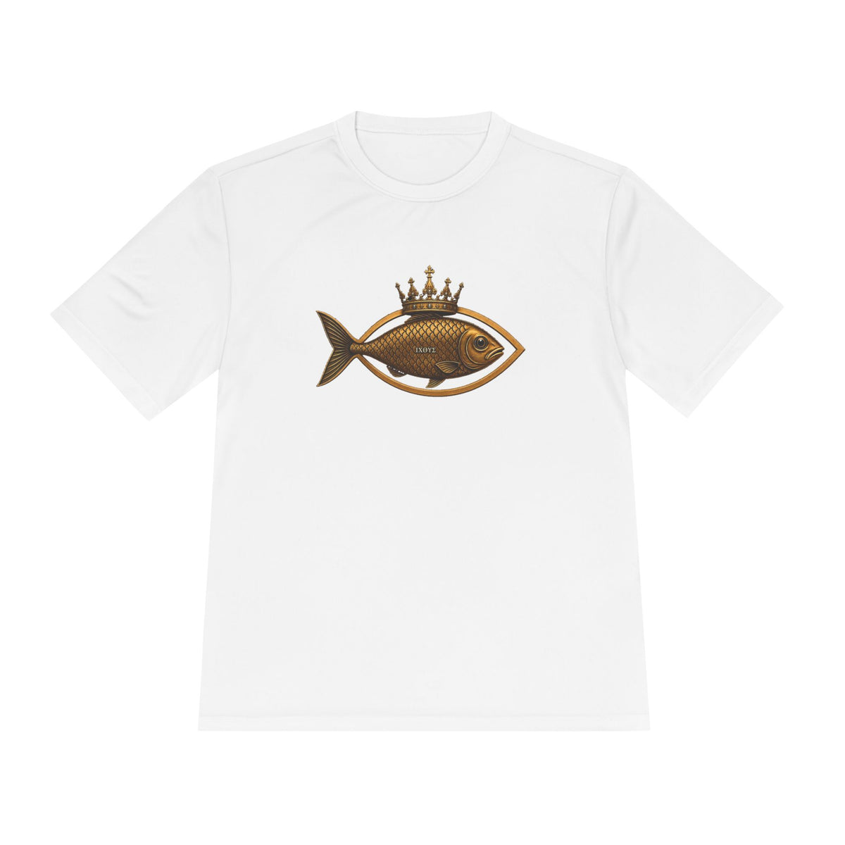 Crowned Ichthys Jesus Fish Men's Dry-Fit Performance Tee