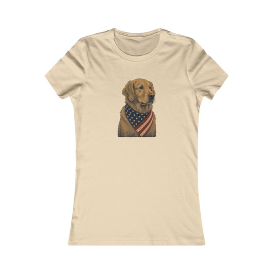 Patriotic Golden Retriever Women's Slim Fit Tee
