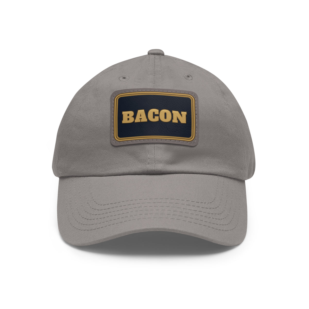 BACON Gold Block Faux Leather Patch Dad Hat