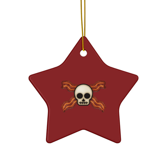 Bacon Jolly Roger Ceramic Christmas Ornament