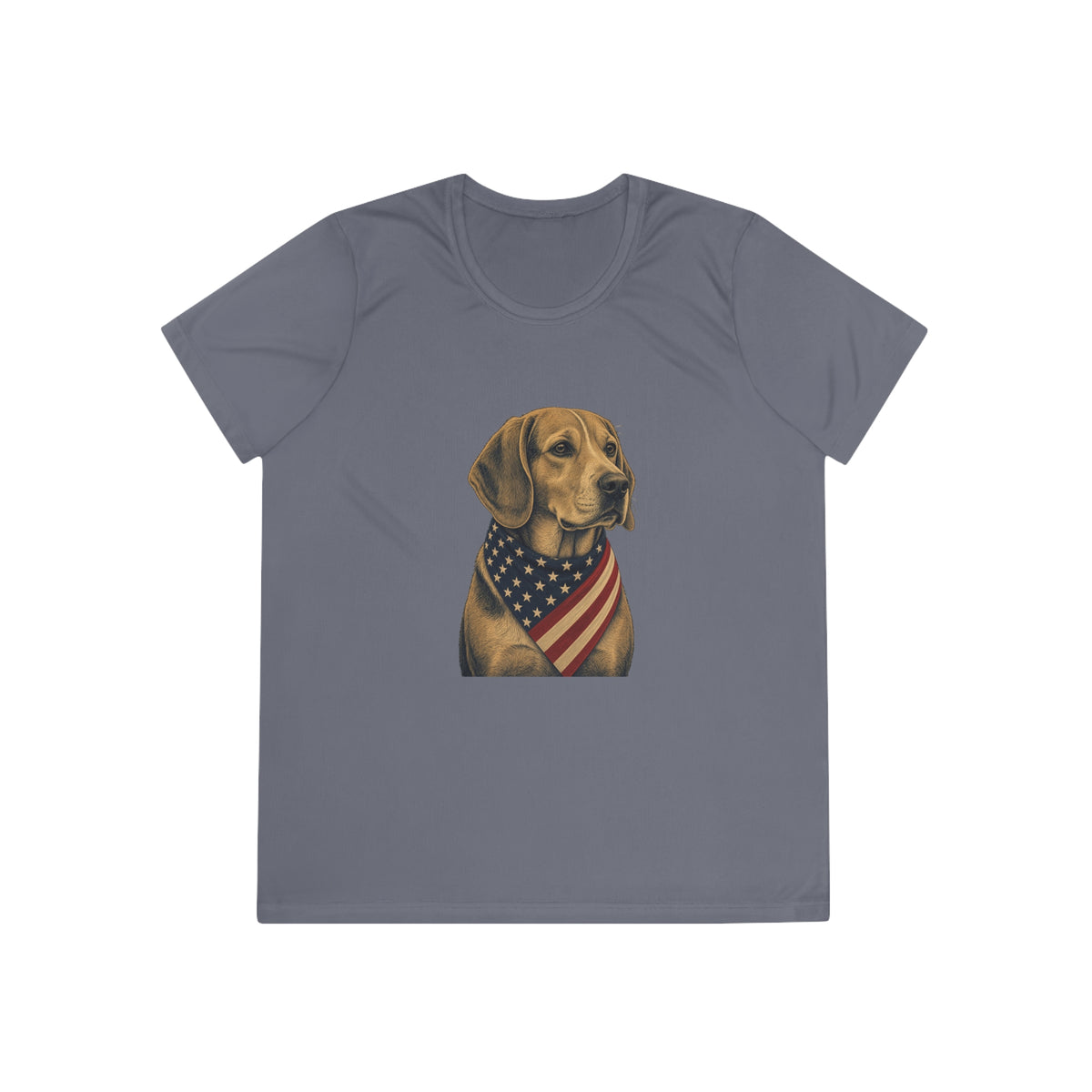 Patriotic Beagle American Flag Bandana Women's Dry-Fit Performance Tee
