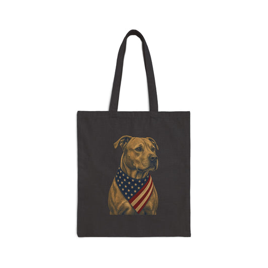 Pit Bull Patriotic Pup Canvas Tote Bag