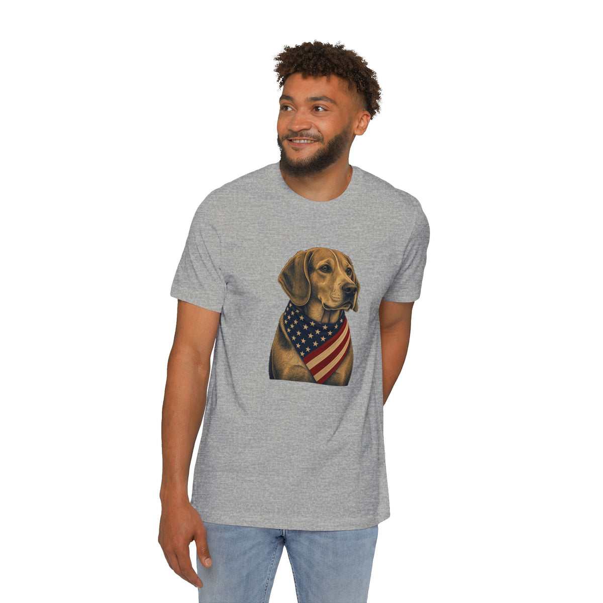 Patriotic Beagle American Flag Bandana Lightweight Tee